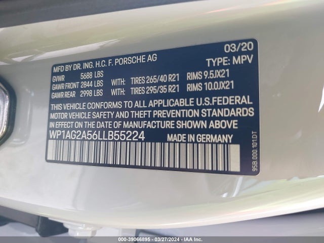 2020 PORSCHE MACAN WP1AG2A56LLB55224 Photo 8
