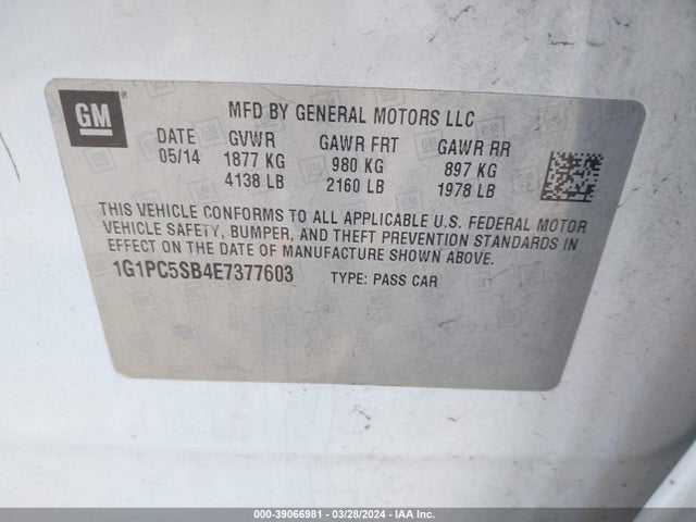 Chevrolet Cruze 1lt Auto 2014 1G1PC5SB4E7377603 Image 9