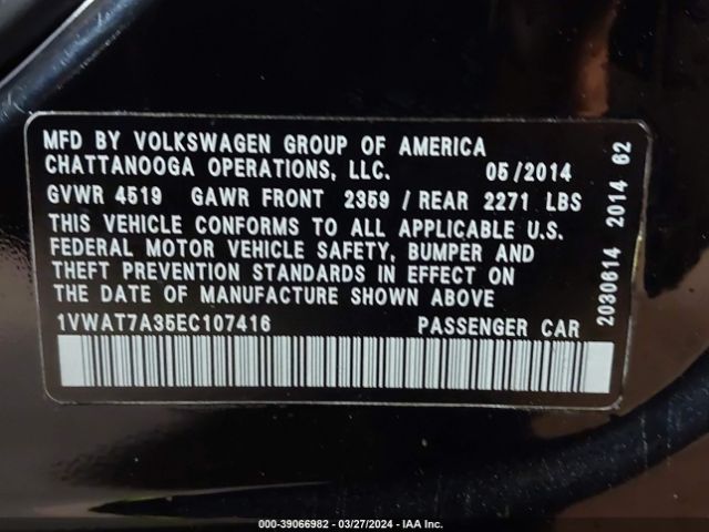 1VWAT7A35EC107416 Volkswagen Passat 1.8t Wolfsburg Edition