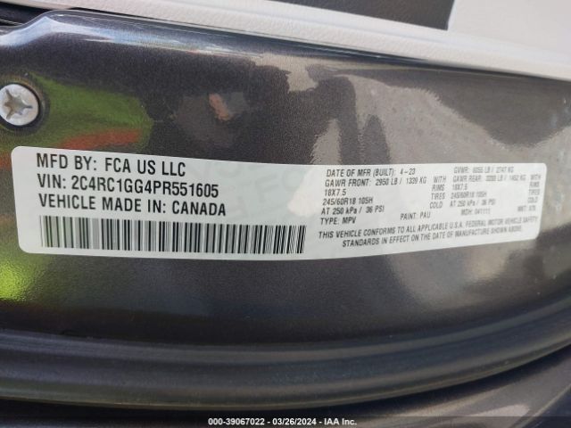 2C4RC1GG4PR551605 Chrysler Pacifica Limited