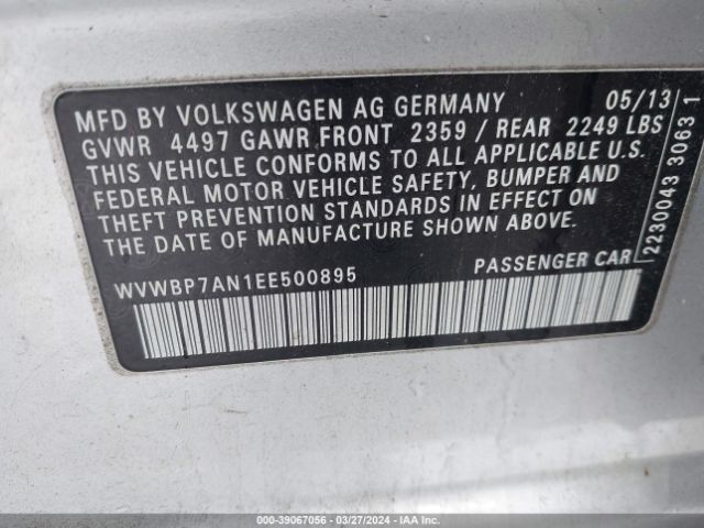 WVWBP7AN1EE500895 Volkswagen Cc 2.0t Sport
