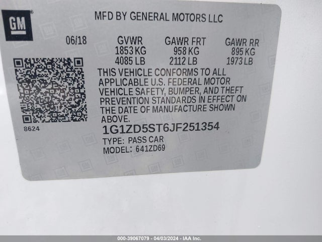 Chevrolet MALIBU LT 2018 1G1ZD5ST6JF251354 Image 9