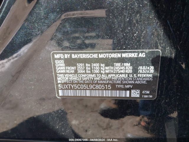 5UXTY5C05L9C80515 BMW X3 Xdrive30i