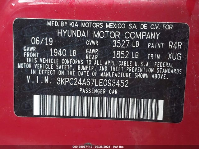 Hyundai Accent Sel 2020 3KPC24A67LE093452 Image 9