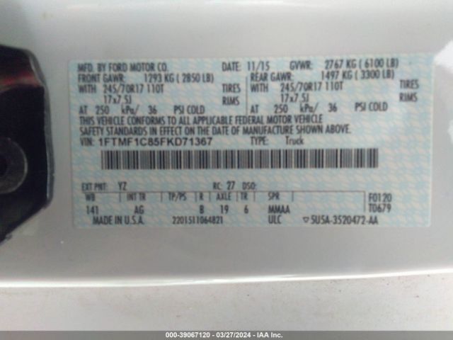 1FTMF1C85FKD71367 Ford F-150 Xl