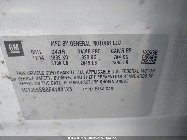 Chevrolet Sonic Ltz Auto 2015 1G1JE6SB8F4144123 Image 9
