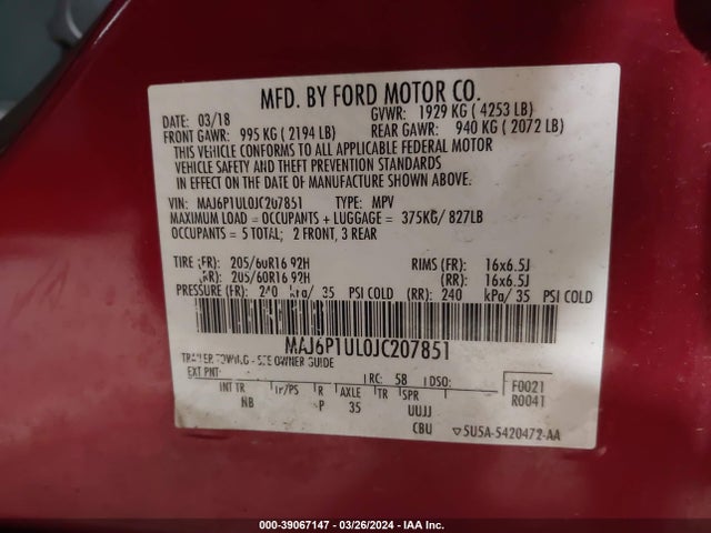 Ford Ecosport Se 2018 MAJ6P1UL0JC207851 Image 9