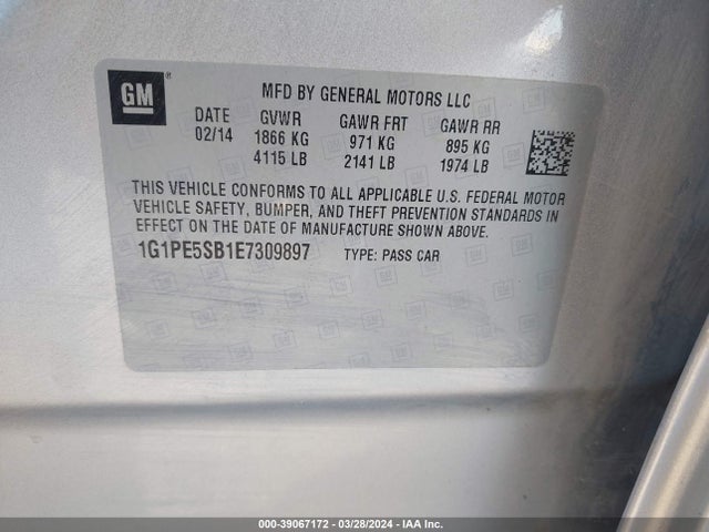 Chevrolet Cruze 2lt Auto 2014 1G1PE5SB1E7309897 Image 9