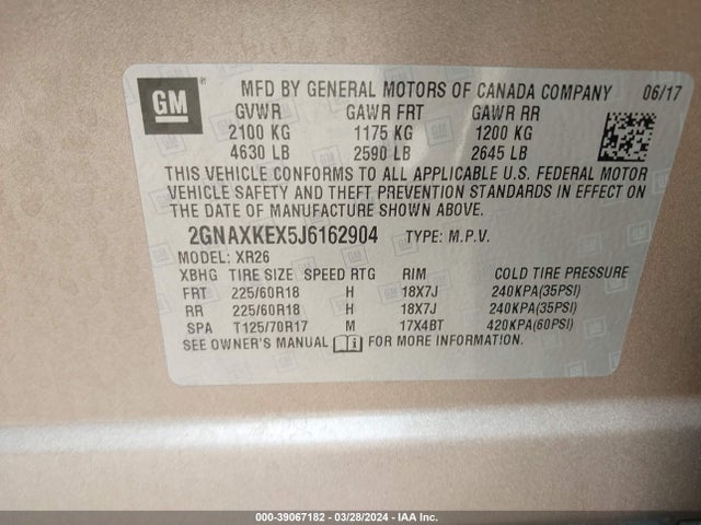 Chevrolet EQUINOX LT 2018 2GNAXKEX5J6162904 Image 9