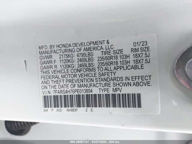 Honda Cr-v Ex-l Awd 2023 7FARS4H76PE013894 Image 9