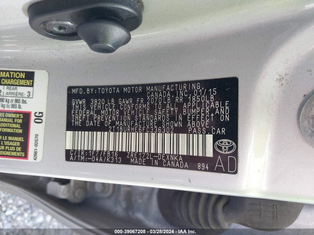 Toyota COROLLA LE 2015 2T1BURHE6FC336302 Image 9