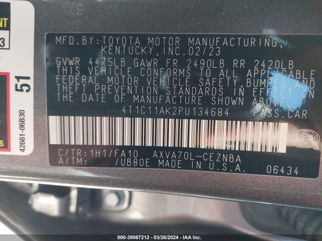 Toyota CAMRY LE 2023 4T1C11AK2PU134684 Image 9