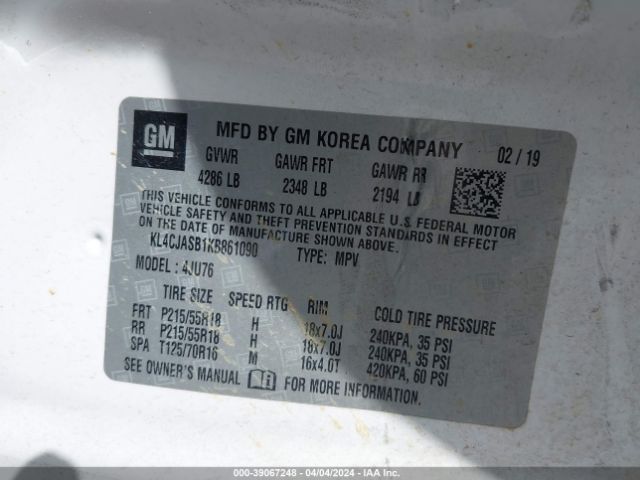 KL4CJASB1KB861090 Buick Encore Fwd Preferred