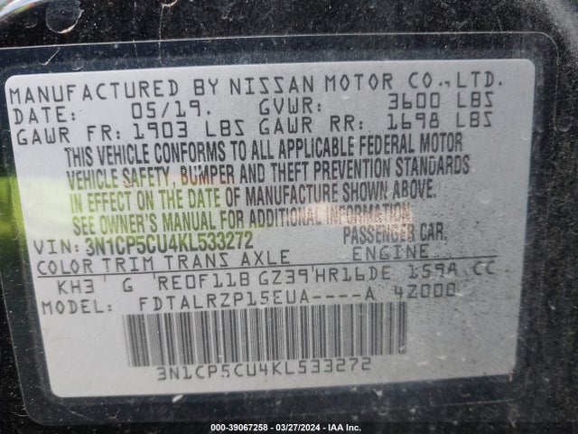 Nissan KICKS S 2019 3N1CP5CU4KL533272 Image 9