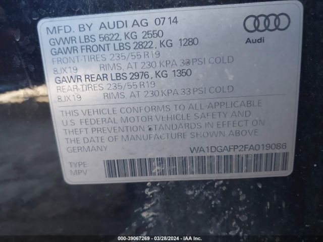WA1DGAFP2FA019086 Audi Q5 3.0t Premium Plus