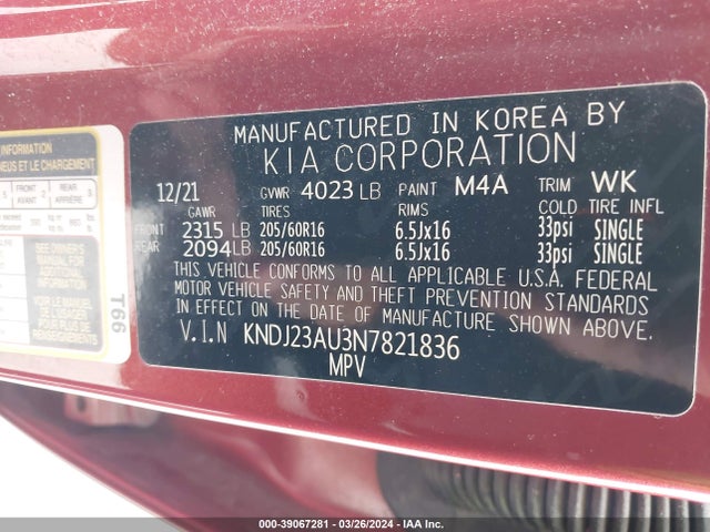 KIA SOUL LX 2022 KNDJ23AU3N7821836 Image 9