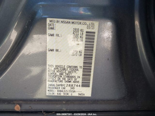 1N4AL3AP8FC288744 Nissan Altima 2.5/2.5 S/2.5 Sl/2.5 Sv