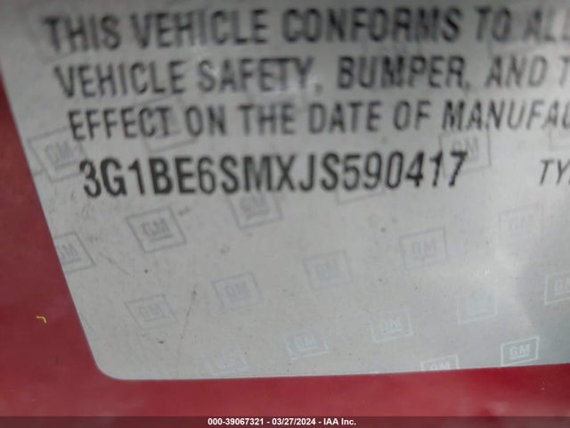 Chevrolet Cruze Lt Auto 2018 3G1BE6SMXJS590417 Image 9