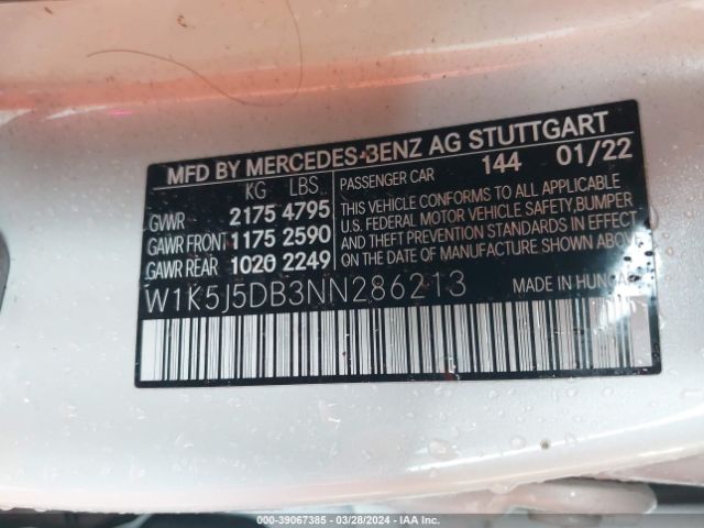 W1K5J5DB3NN286213 Mercedes-Benz Amg Cla 45 4matic