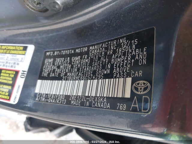 Toyota Corolla S Plus 2016 2T1BURHE6GC574295 Image 9