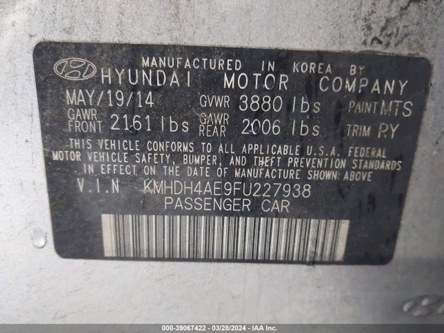 Hyundai ELANTRA SE 2015 KMHDH4AE9FU227938 Image 9