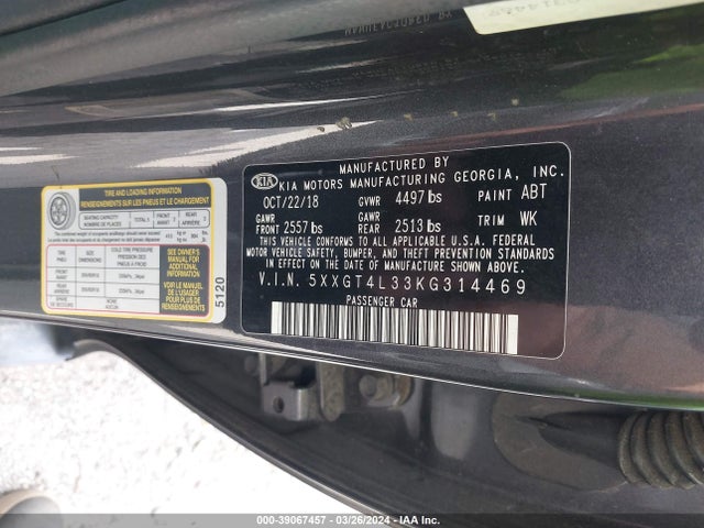 KIA Optima Lx 2019 5XXGT4L33KG314469 Image 9