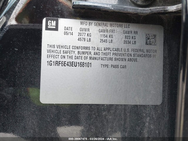 Chevrolet Volt 2014 1G1RF6E43EU168101 Image 9