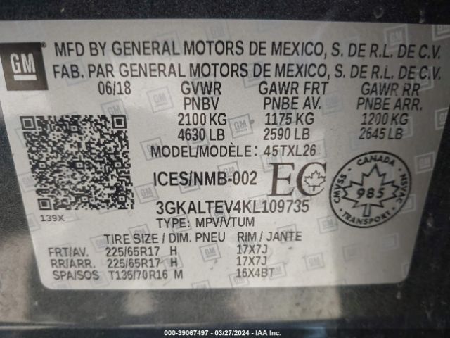 3GKALTEV4KL109735 GMC Terrain Sle