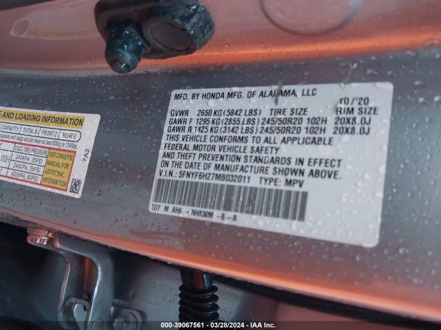 Honda Pilot Awd Special Edition 2021 5FNYF6H27MB032011 Image 9
