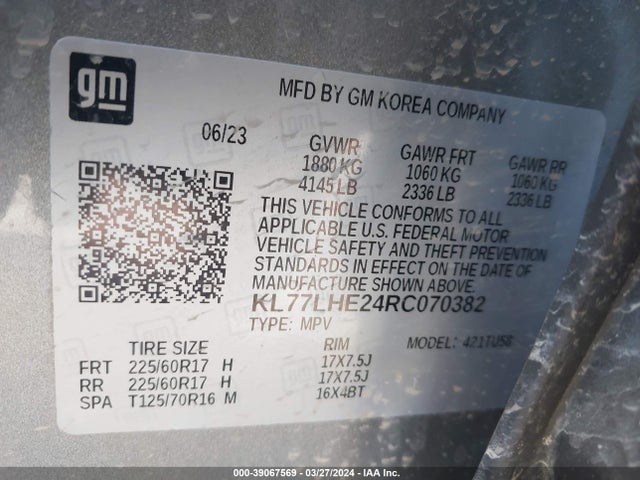 Chevrolet Trax Fwd Lt 2024 KL77LHE24RC070382 Image 9