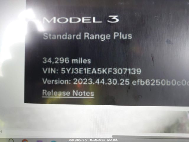 5YJ3E1EA5KF307139 Tesla Model 3 Long Range/mid Range/standard Range/standard Range Plus