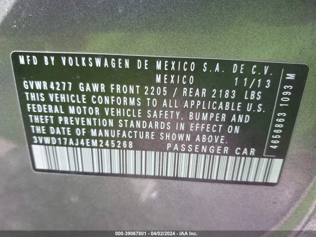 3VWD17AJ4EM245268 Volkswagen Jetta 1.8t Se