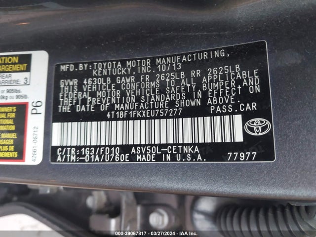 Toyota CAMRY LE 2014 4T1BF1FKXEU757277 Image 9