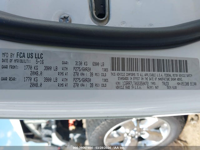RAM 1500 Big Horn 2016 1C6RR7LT0GS350472 Image 9