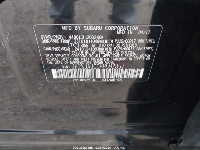Subaru Forester 2.5i Limited 2017 JF2SJAJC0HH592857 Image 9