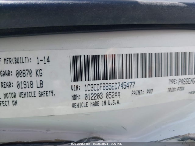 Dodge DART SXT 2014 1C3CDFBB5ED745477 Image 9