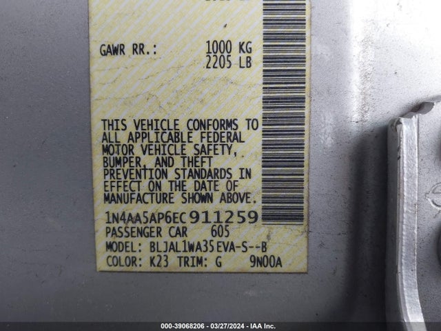 Nissan Maxima 3.5 Sv 2014 1N4AA5AP6EC911259 Image 9