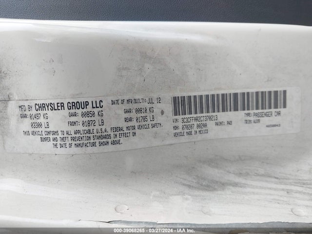 2012 FIAT 500 3C3CFFAR2CT370213 Photo 8