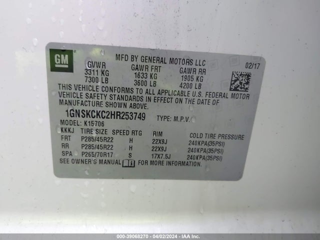 Chevrolet Tahoe Premier 2017 1GNSKCKC2HR253749 Image 9