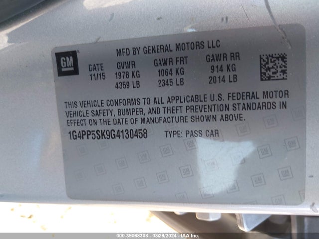 Buick Verano 2016 1G4PP5SK9G4130458 Image 9