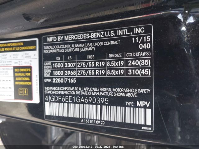 4JGDF6EE1GA690395 Mercedes-Benz Gl 450 4matic