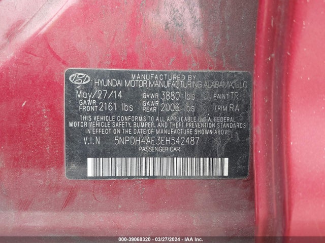 Hyundai ELANTRA SE 2014 5NPDH4AE3EH542487 Image 9