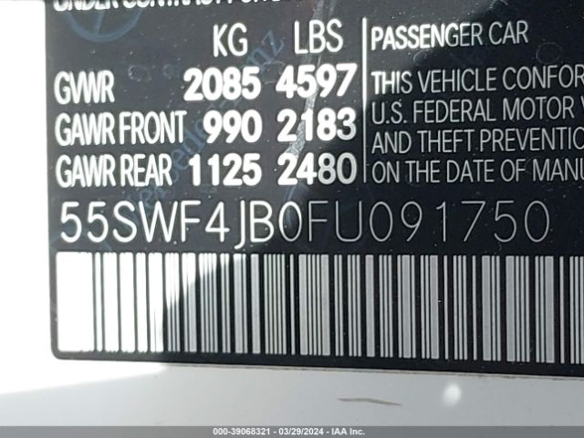 55SWF4JB0FU091750 Mercedes-Benz C 300 Luxury/sport