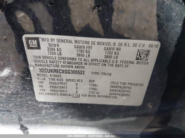 Chevrolet Silverado 1500 1lt 2016 3GCUKRECXGG365522 Image 9