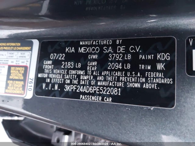 KIA Forte Lxs 2023 3KPF24AD6PE522081 Image 9