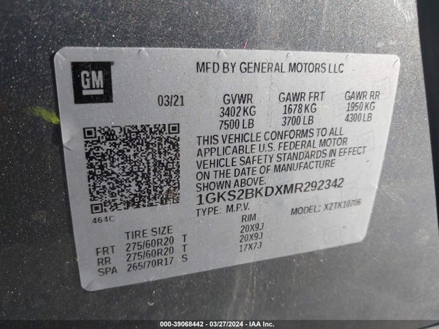 GMC Yukon 4wd Slt 2021 1GKS2BKDXMR292342 Image 9