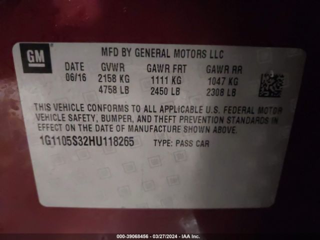 1G1105S32HU118265 Chevrolet IMPALA 1LT
