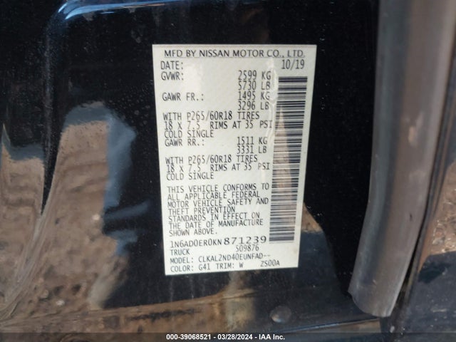 Nissan Frontier Sv 2019 1N6AD0ER0KN871239 Image 9