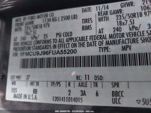 Ford Escape Titanium 2015 1FMCU9J96FUA55200 Image 9