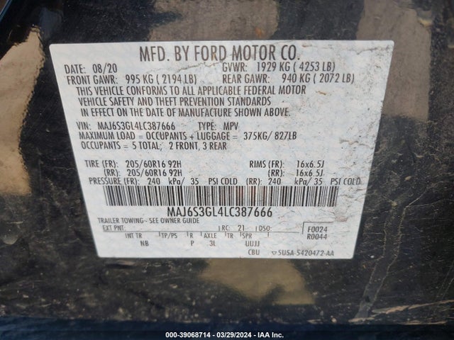 Ford Ecosport Se 2020 MAJ6S3GL4LC387666 Image 9